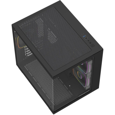 ������ Powercase Vision Micro M5CB, Tempered Glass, Type-C, 3x 120mm ARGB PWM Fan, ARGB+PWM HUB, ������, mATX  (CVMM5CHB-A3)