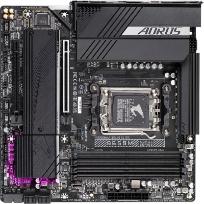 ����������� ����� Gigabyte B650M AORUS ELITE SocketAM5 AMD B650 mATX AC`97 8ch(7.1) 2.5Gg RAID+HDMI+DP