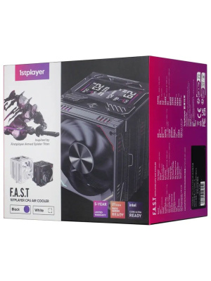 ����� 1STPLAYER F.A.S.T. FT12DSL-6 Black / 6HPx6mm, dual tower, 275W TDP, 2x120mm ARGB fans, 600-2000 RPM, 57.56 CFM, 38.21 dBA / FT12DSL-6-BK