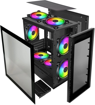 ������ Ginzzu CL402 Black, mATX, Mini-Tower, ��� ��, � �����, USB 2.0, USB 3.0