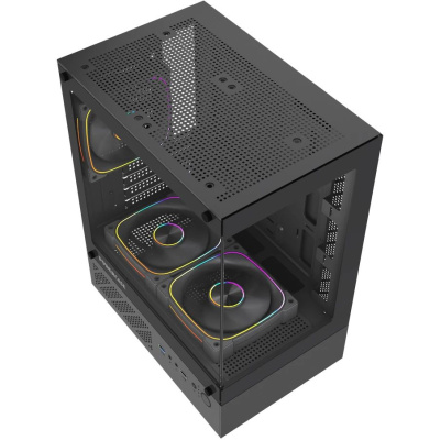 ������ Powercase Vision Micro M1 ARGB, Tempered Glass, 3x 120mm ARGB fans, ������, mATX  (CVMM1B-A3)