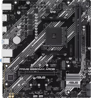 ����������� ����� ASUS PRIME B550M-K ARGB, Socket AM4, B550, 2*DDR4, DP+HDMI, SATA3 + RAID, Audio, Gb LAN, USB 3.2, USB 2.0, COM*1 header (w/o cable), mATX ; 90MB1GC0-M0EAY0