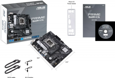 ����������� ����� ASUS PRIME B660M-K D4 Socket 1700, Intel B660, 2xDDR4, PCI-E 4.0, 4xUSB 3.2 Gen1, VGA, HDMI, mATX