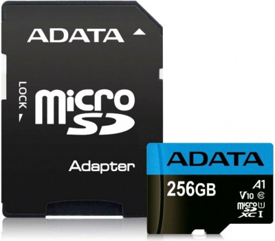 ����� ������ 256Gb MicroSD ADATA Premier Class 10 UHS-I + ������� (AUSDX256GUICL10A1-RA1)