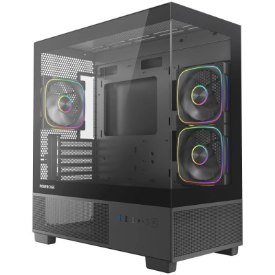 ������ Powercase Vision Micro S3B, Tempered Glass, Type-C, 3x 120mm ARGB PWM Fan, ������, mATX  (CVMMSB-A3)