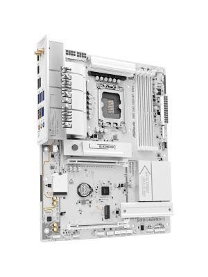 ����������� ����� ASROCK B860 Challenger WiFi White, LGA1851, B860, 4*DDR5, 4*SATA, 4*M.2, 4*USB 3.2, 2*USB 2.0, Type-C, 2*PCIx16, 1*M.2 (Key E), HDMI, ATX