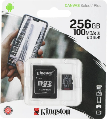 ���� ����� microSDXC 256GB Kingston SDCS3/256GB Canvas Select Plus + adapter
