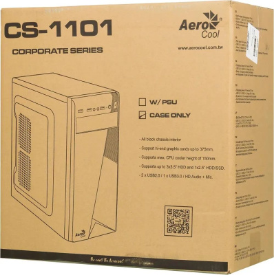  Aerocool Cs-1101, ATX,  , 2 x USB 2.0, 1 x USB 3.0,   1 x 80- 