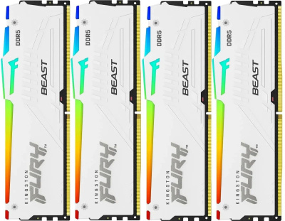  / Kingston 128GB 5200MT/s DDR5 CL40 DIMM (Kit of 4) FURY Beast White RGB XMP (KF552C40BWAK4-128)
