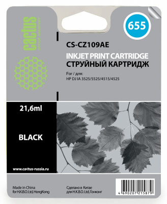 �������� �������� Cactus CS-CZ109AE ������ ��� �655 HP DJ IA 3525/5525/4515/4525 (21, 6ml)