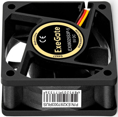 Exegate EX297003RUS ���������� 5� DC ExeGate EX06025S3P-5 (60x60x25 ��, Sleeve bearing (��������� ����������), 3pin, 3500RMP, 25,3dBA)