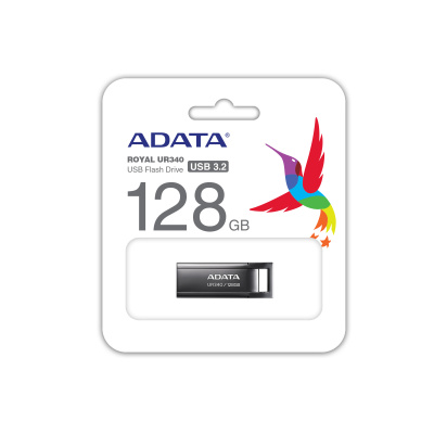 ������ ADATA 128GB UR340 USB Flash Drive USB 3.2 Gen1, Black, Retail (AROY-UR340-128GBK)
