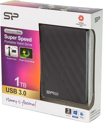    Silicon Power 2.5" D06 Diamond 1Tb USB 3.0 SP010TBPHDD06S3K Black