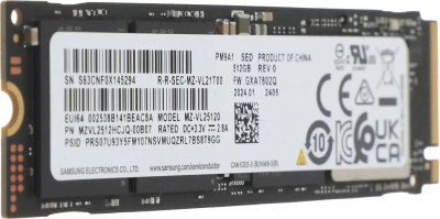 ���������� SSD Samsung PCIe 4.0 x4 512GB MZVL2512HCJQ-00B07 PM9A1 M.2 2280