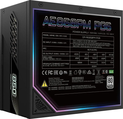 ���� ������� Gigabyte Aorus Elite GP-AE850PM PG5 Gen.5, 850��, 120��, ������, retail